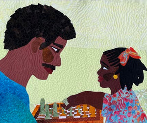 Good Move! 11" x 14" matted print, African-American father and daughter playing chess