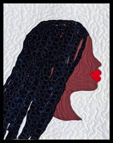 matted print, beautiful Black woman with long braids